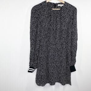 Tibi Black Cream Polka Dot Printed Long Sleeve Mini Dress Women's Size 4